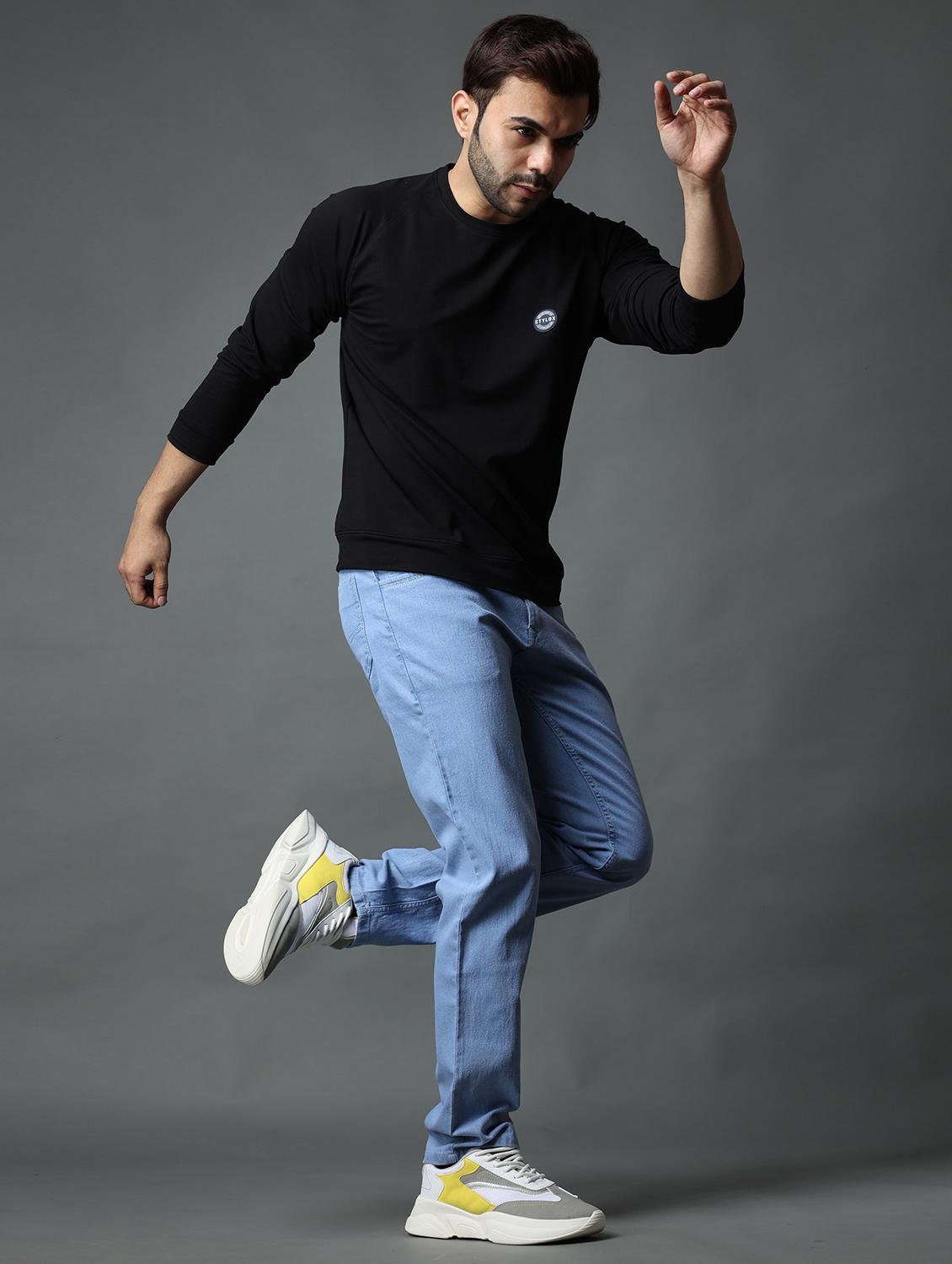 mens straight fit plain jeans - 19566723 - Standard Image - 3