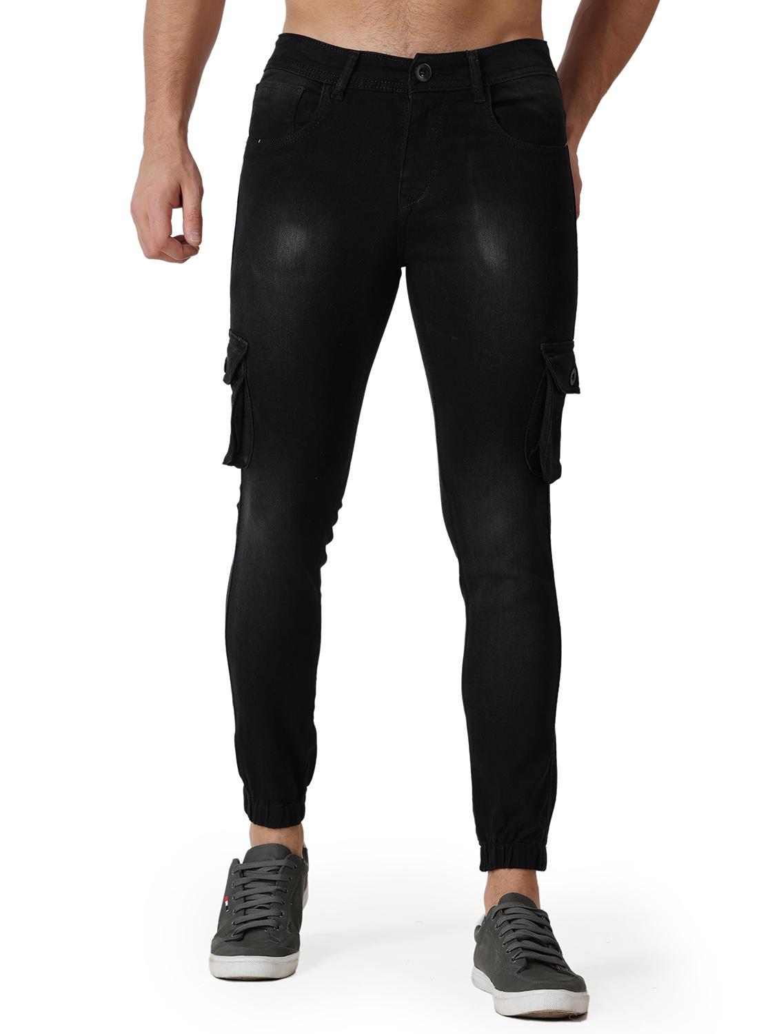 black cotton blend joggers