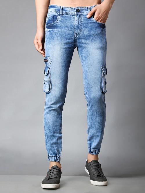 blue cotton blend joggers - 19566734 -  Standard Image - 0