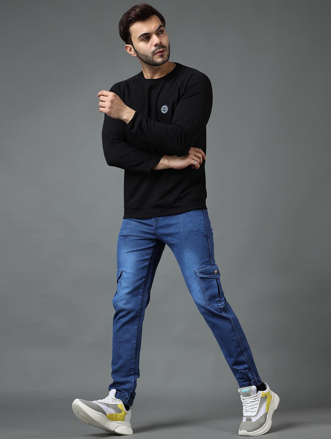 dark blue cotton blend joggers - 19566735 - Standard Image - 3