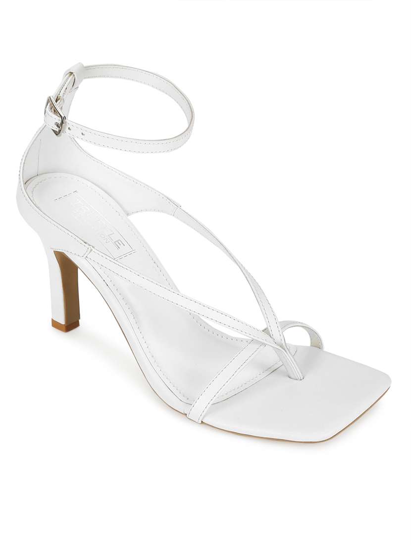 white ankle strap heels
