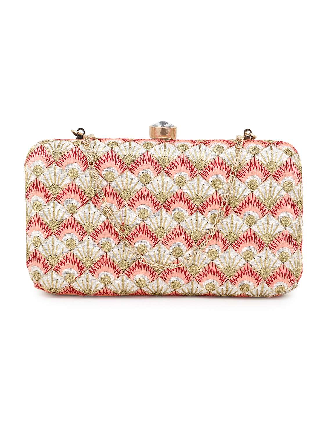 pink faux silk box clutch