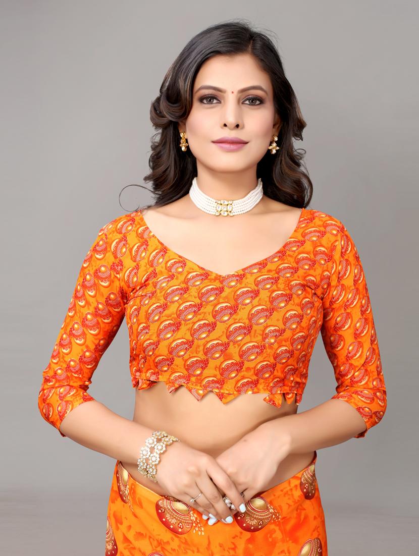pack of 2 printed sarees with blouse - 19567195 - Standard Image - 3