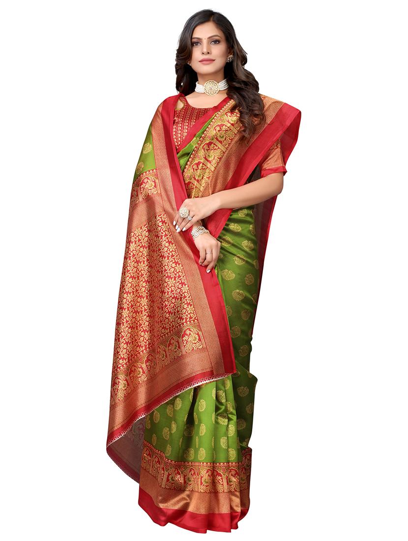self design woven saree with blouse - 19567249 - Standard Image - 3
