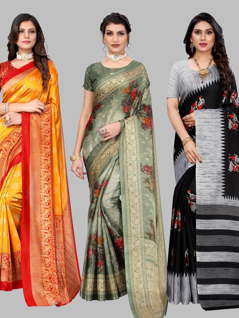 pack of 3 combo saree with blouse - 19567364 - Zoom Image - 0