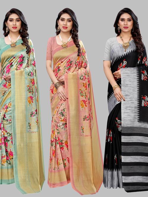 pack of 3 combo saree with blouse - 19567366 - Standard Image - 0