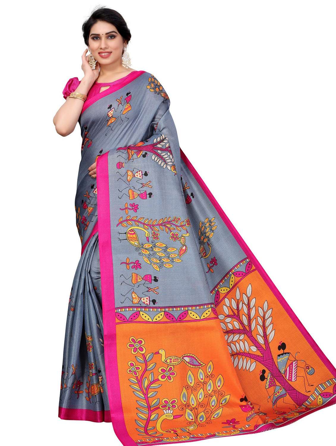 pack of 3 combo saree with blouse - 19567370 -  Standard Image - 3