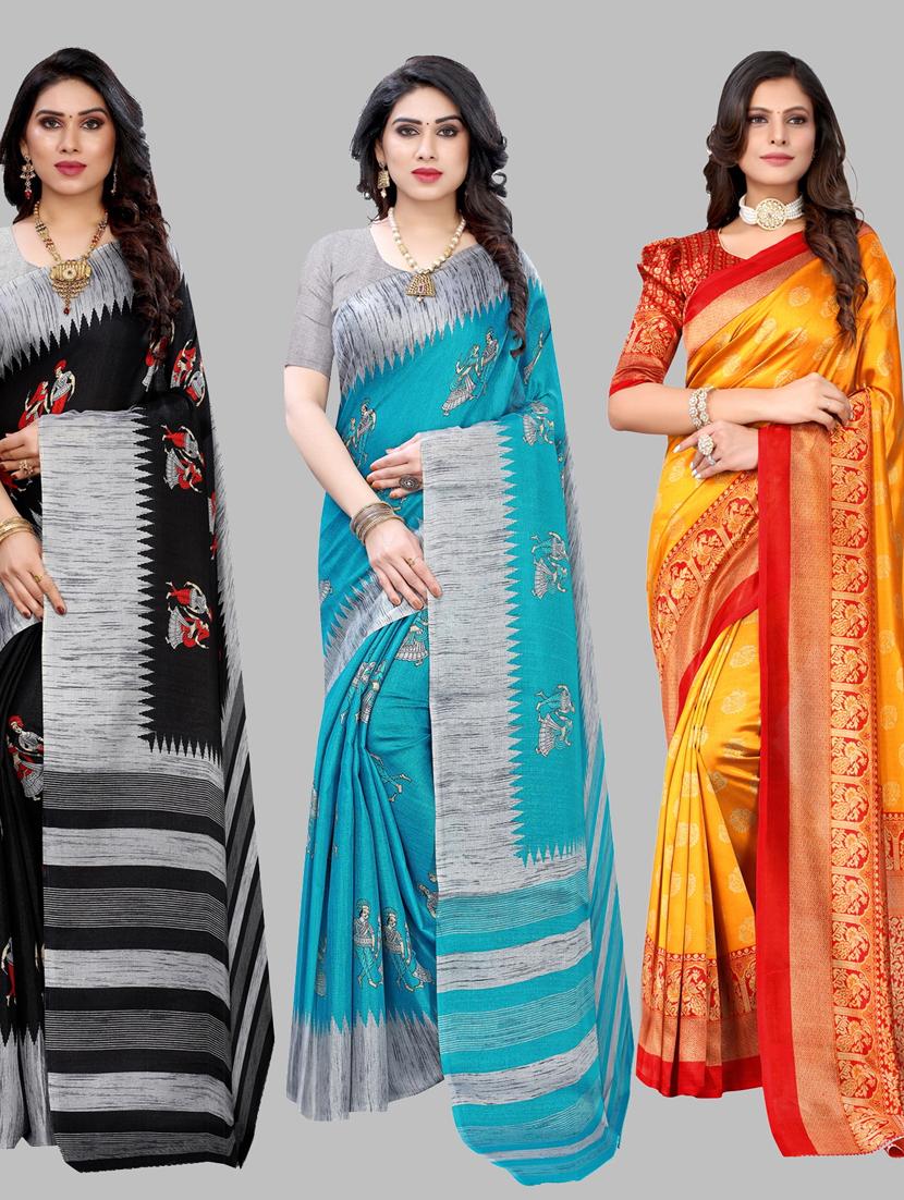pack of 3 combo saree with blouse - 19567371 - Zoom Image - 0