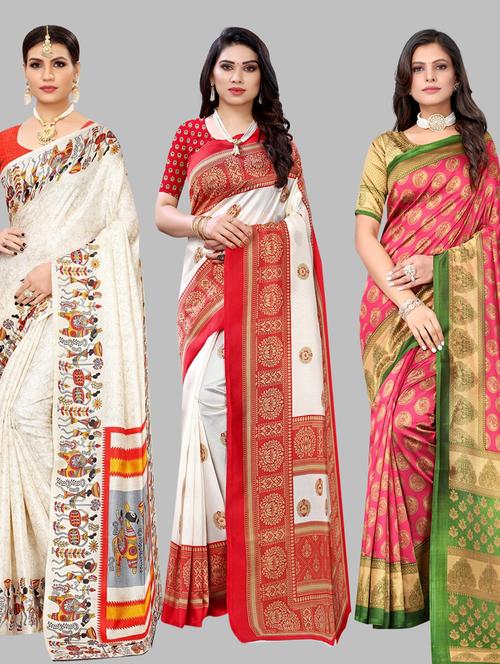 pack of 3 combo saree with blouse - 19567388 - Standard Image - 0