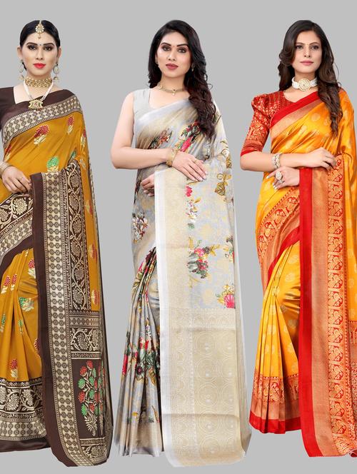 coloured self design printed saree with blouse - 19567394 - Standard Image - 0