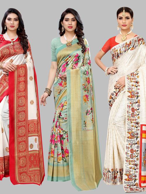 pack of 3 combo saree with blouse - 19567406 - Standard Image - 0