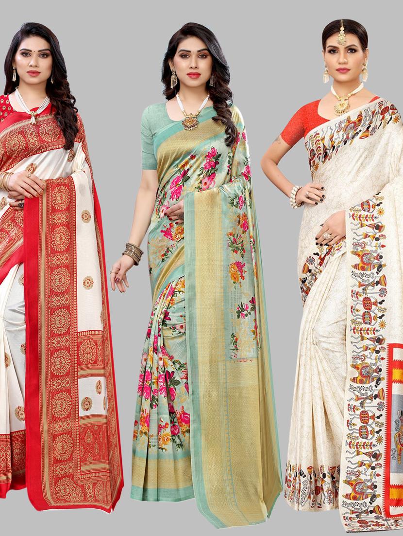 pack of 3 combo saree with blouse - 19567406 - Zoom Image - 0