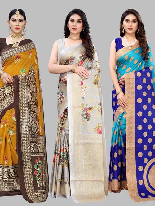 pack of 3 combo saree with blouse - 19567413 - Standard Image - 0