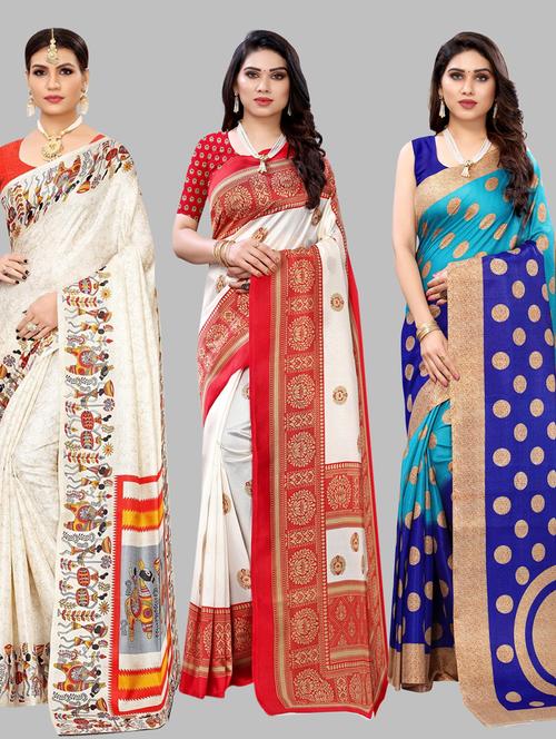 pack of 3 combo saree - 19567433 -  Standard Image - 0