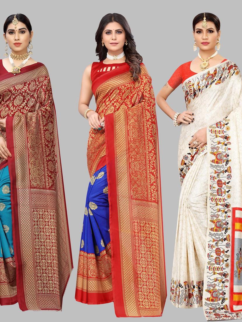 pack of 3 combo saree with blouse - 19567442 - Zoom Image - 0
