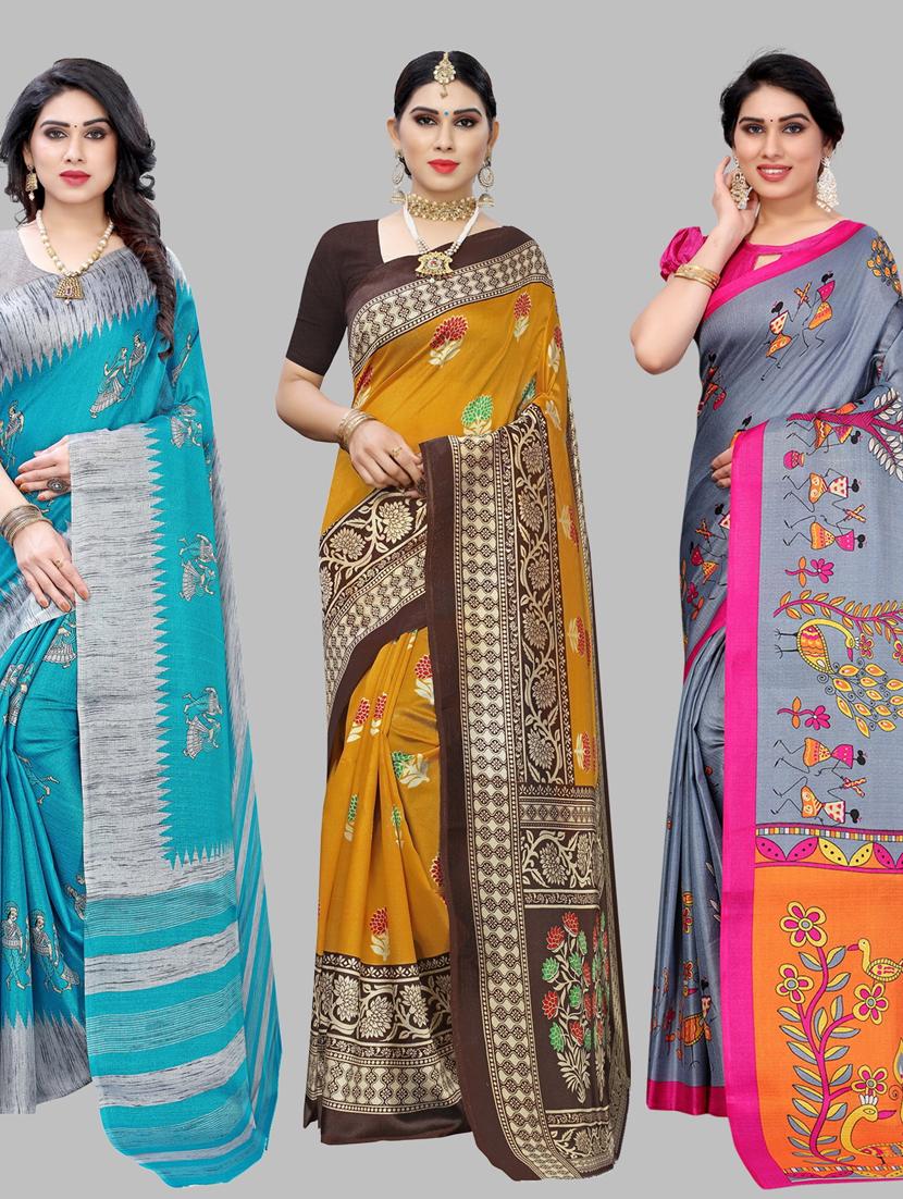 pack of 3 combo saree with blouse - 19567443 - Zoom Image - 0