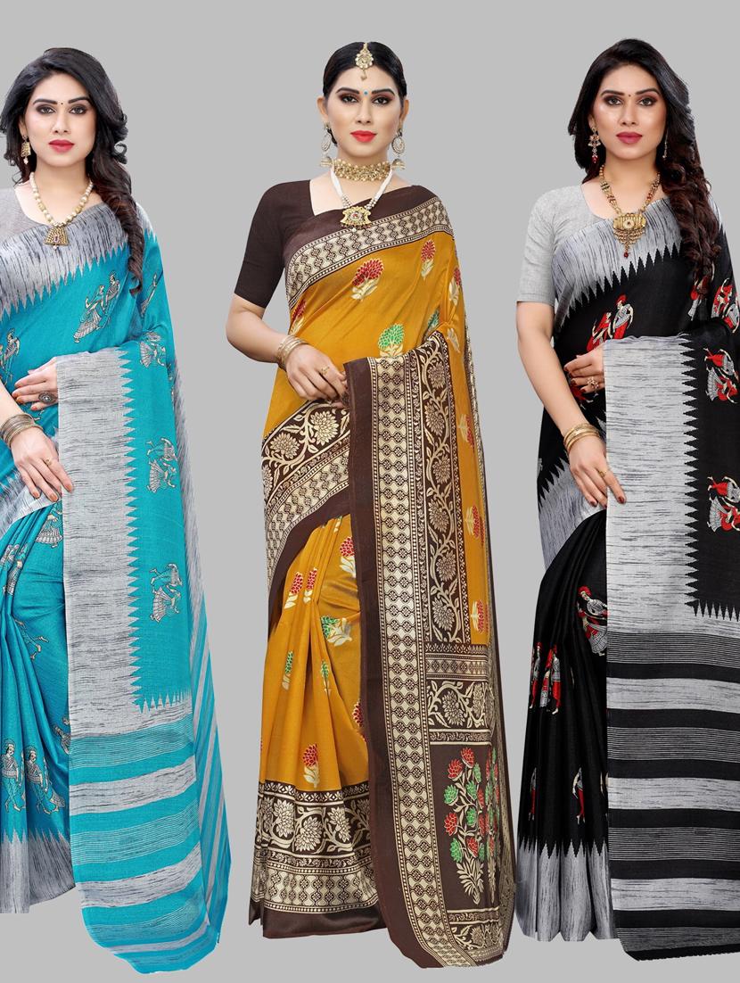 pack of 3 combo saree with blouse - 19567473 - Zoom Image - 0