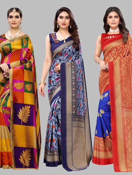 pack of 3 combo saree with blouse - 19567511 - Standard Image - 0