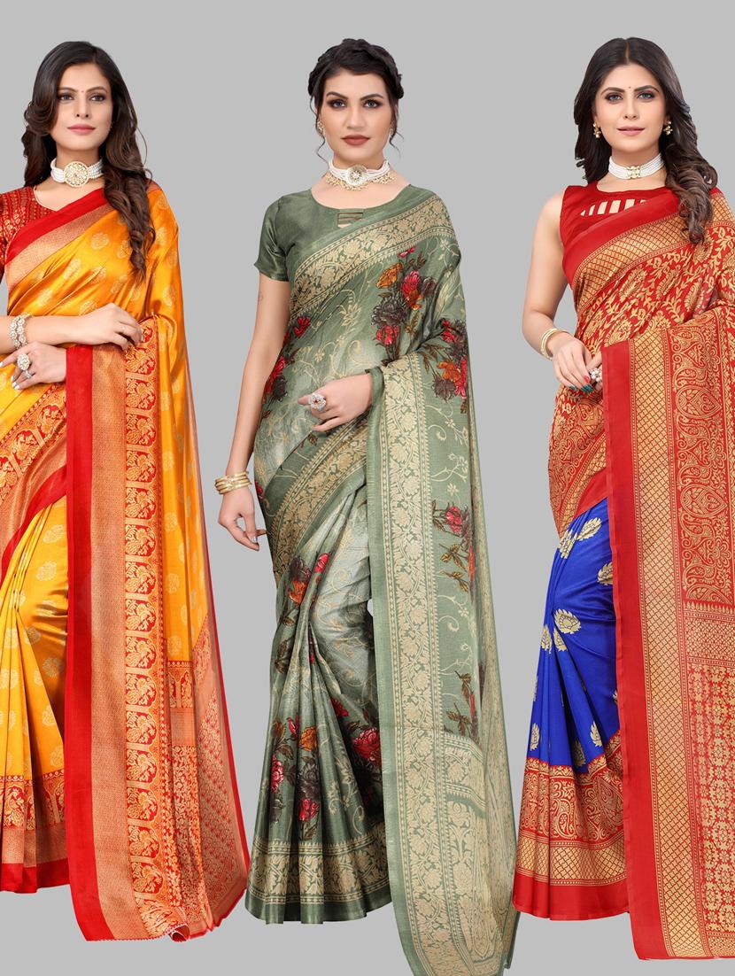 pack of 3 combo saree with blouse - 19567530 - Zoom Image - 0
