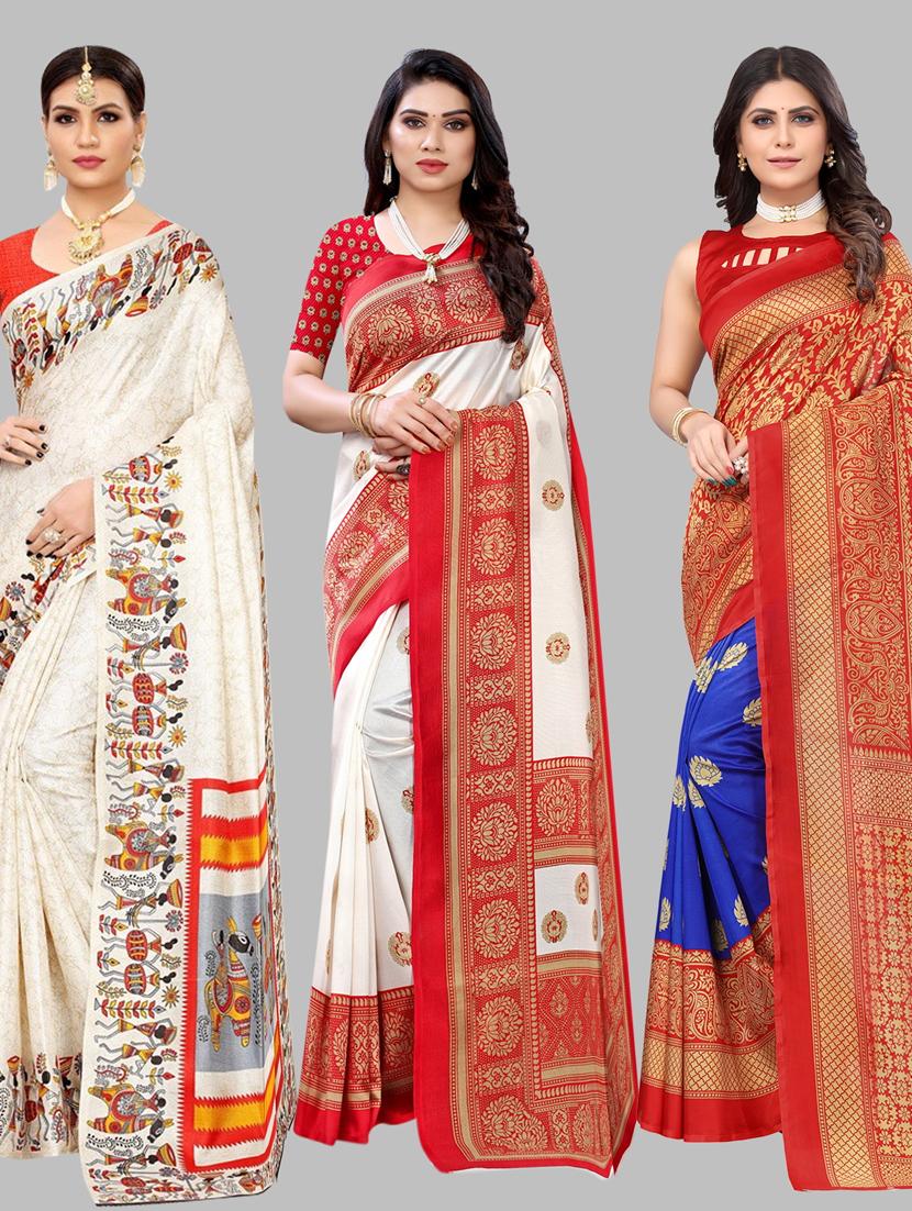 pack of 3 combo saree with blouse - 19567535 - Zoom Image - 0