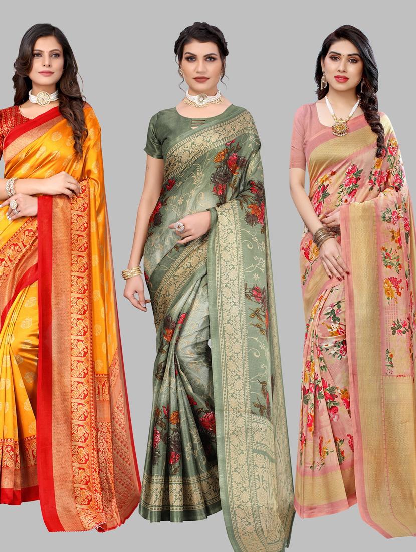 pack of 3 combo saree with blouse - 19567537 - Zoom Image - 0