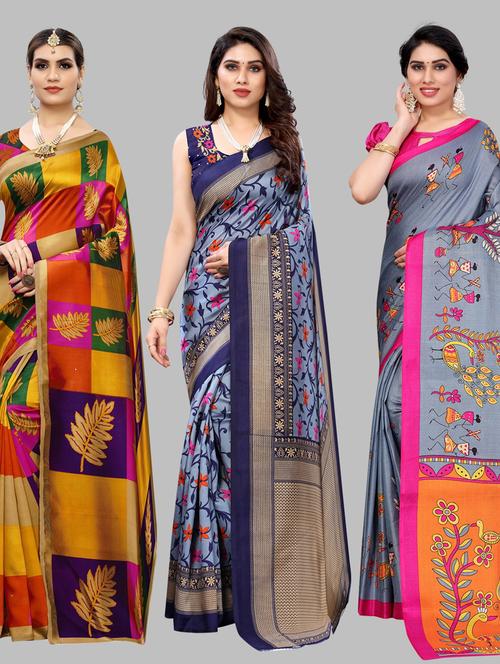 pack of 3 combo saree with blouse - 19567539 - Standard Image - 0