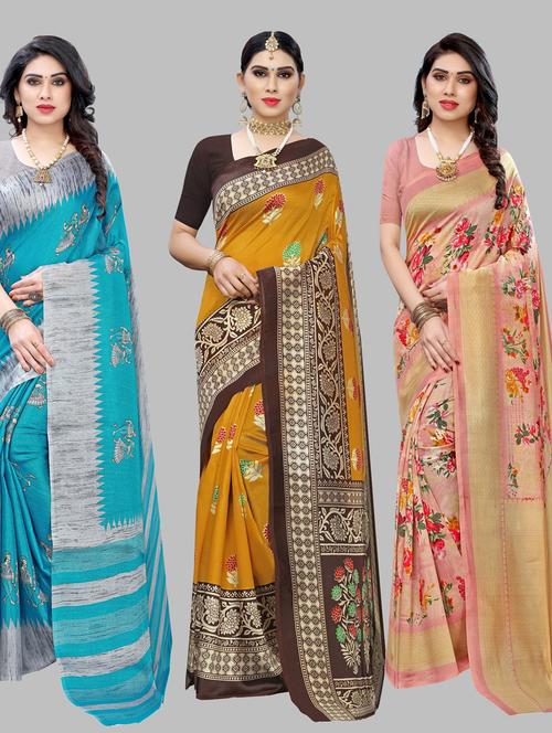 pack of 3 combo saree with blouse - 19567544 - Standard Image - 0