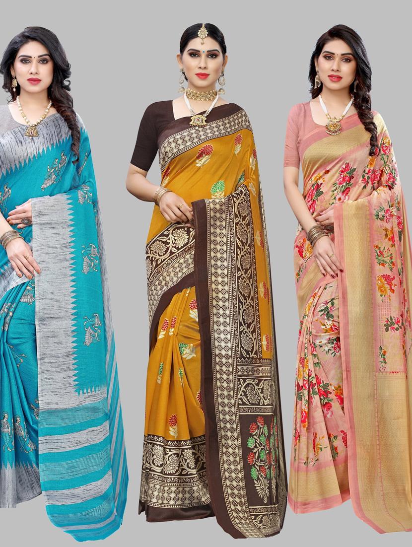 pack of 3 combo saree with blouse - 19567544 - Zoom Image - 0