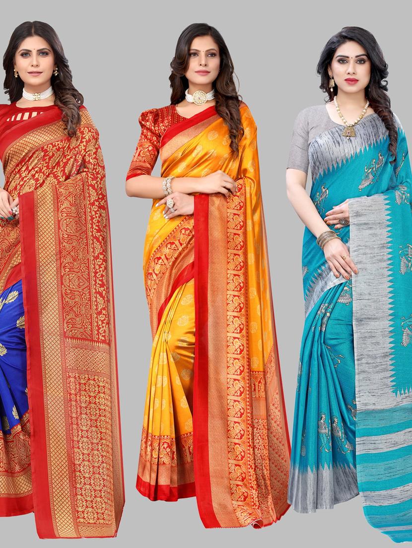 pack of 3 combo saree with blouse - 19567560 - Zoom Image - 0