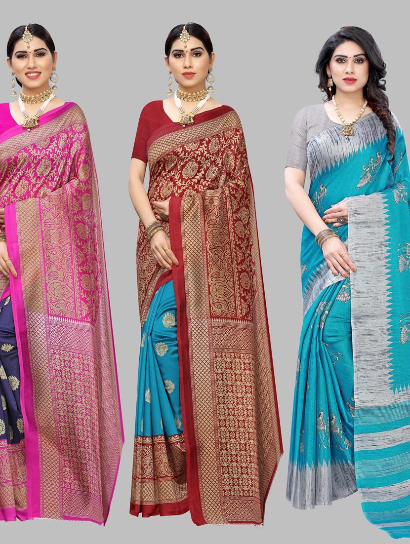 pack of 3 combo saree with blouse - 19567571 - Zoom Image - 0