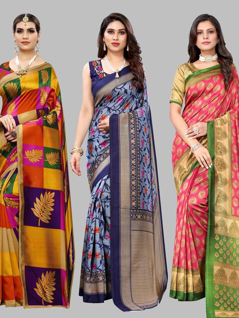 pack of 3 combo saree with blouse - 19567574 - Zoom Image - 0