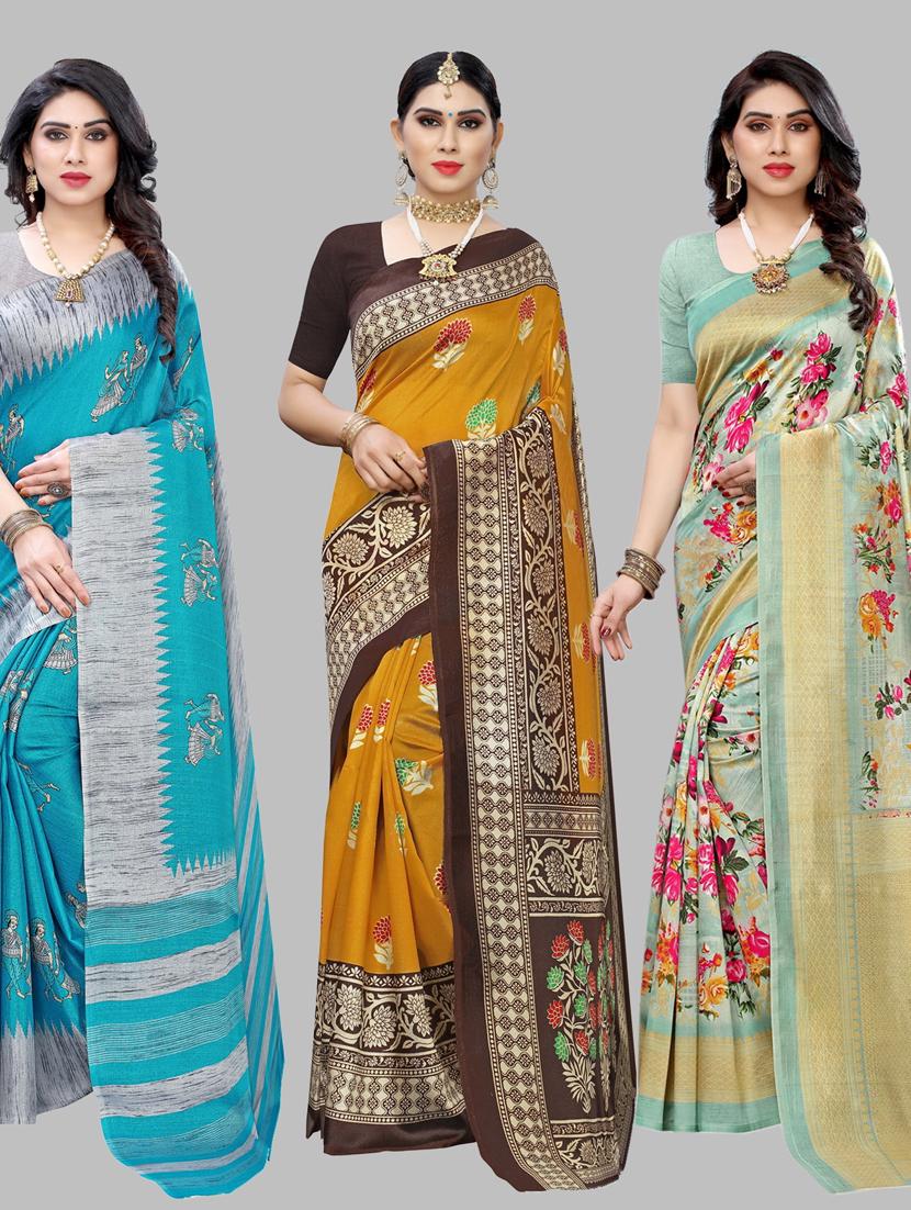 pack of 3 combo saree with blouse - 19567591 - Zoom Image - 0