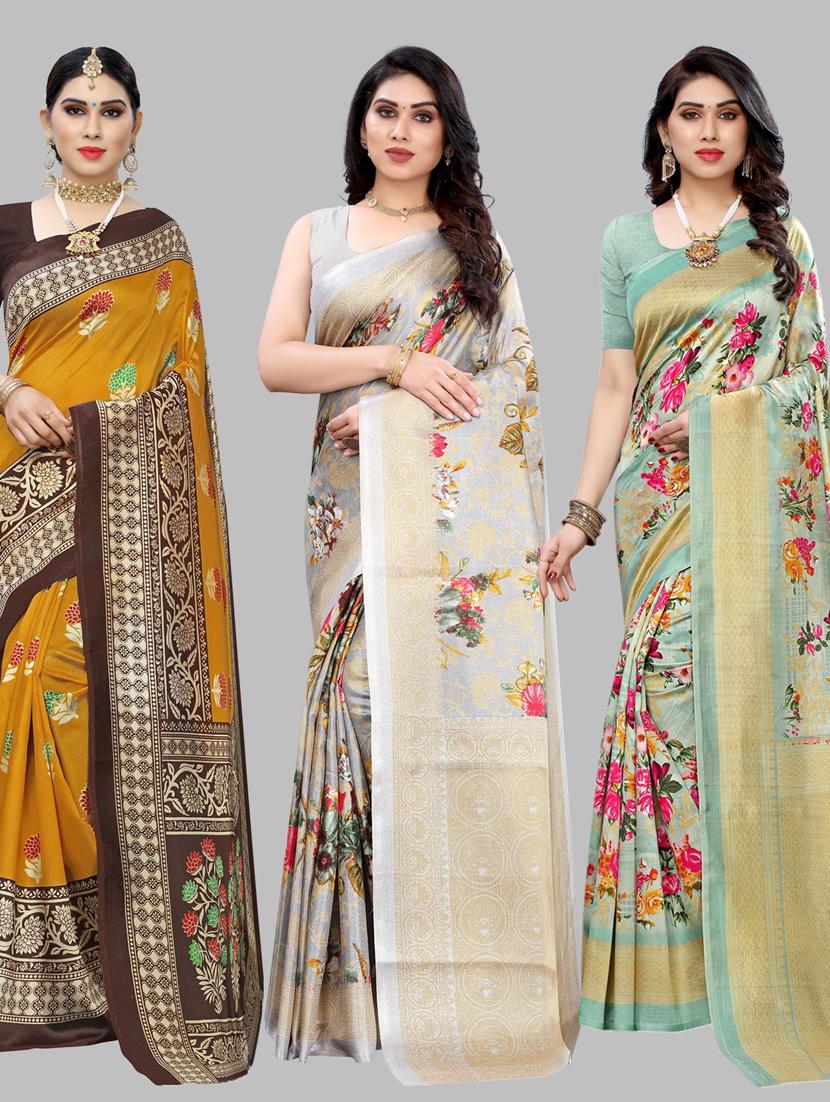 pack of 3 combo saree - 19567594 -  Zoom Image - 0