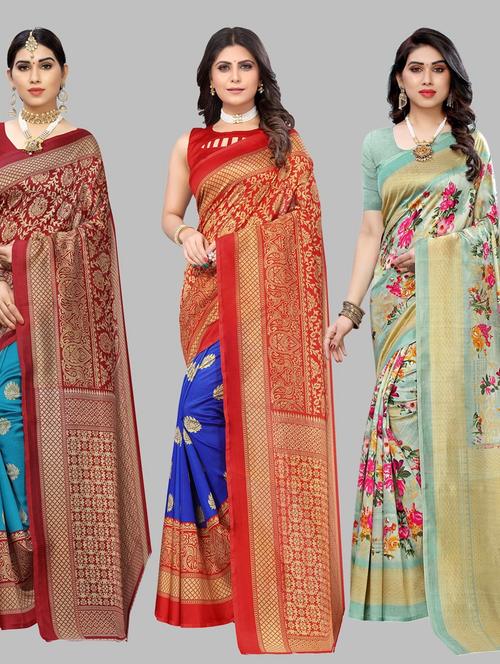 pack of 3 combo saree with blouse - 19567596 - Standard Image - 0