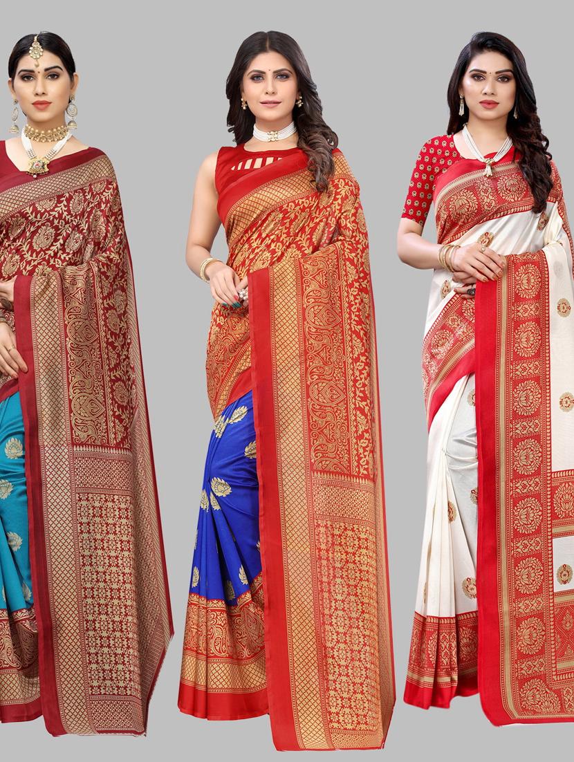 pack of 3 combo saree with blouse - 19567614 - Zoom Image - 0