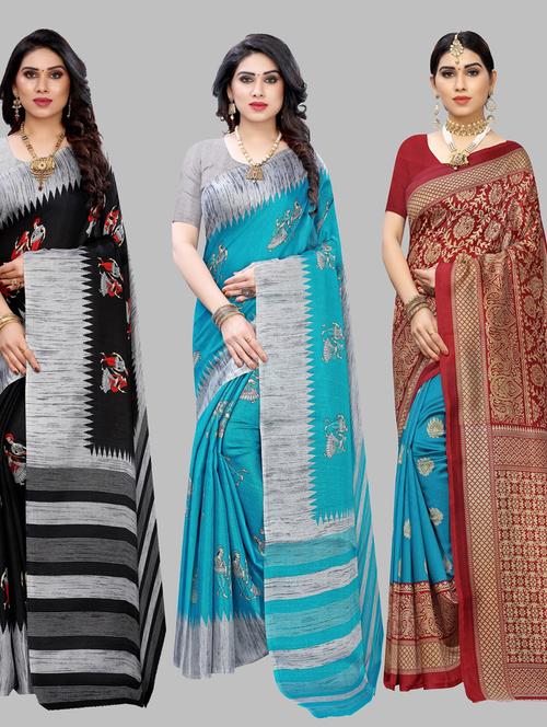 pack of 3 combo saree with blouse - 19567619 - Standard Image - 0