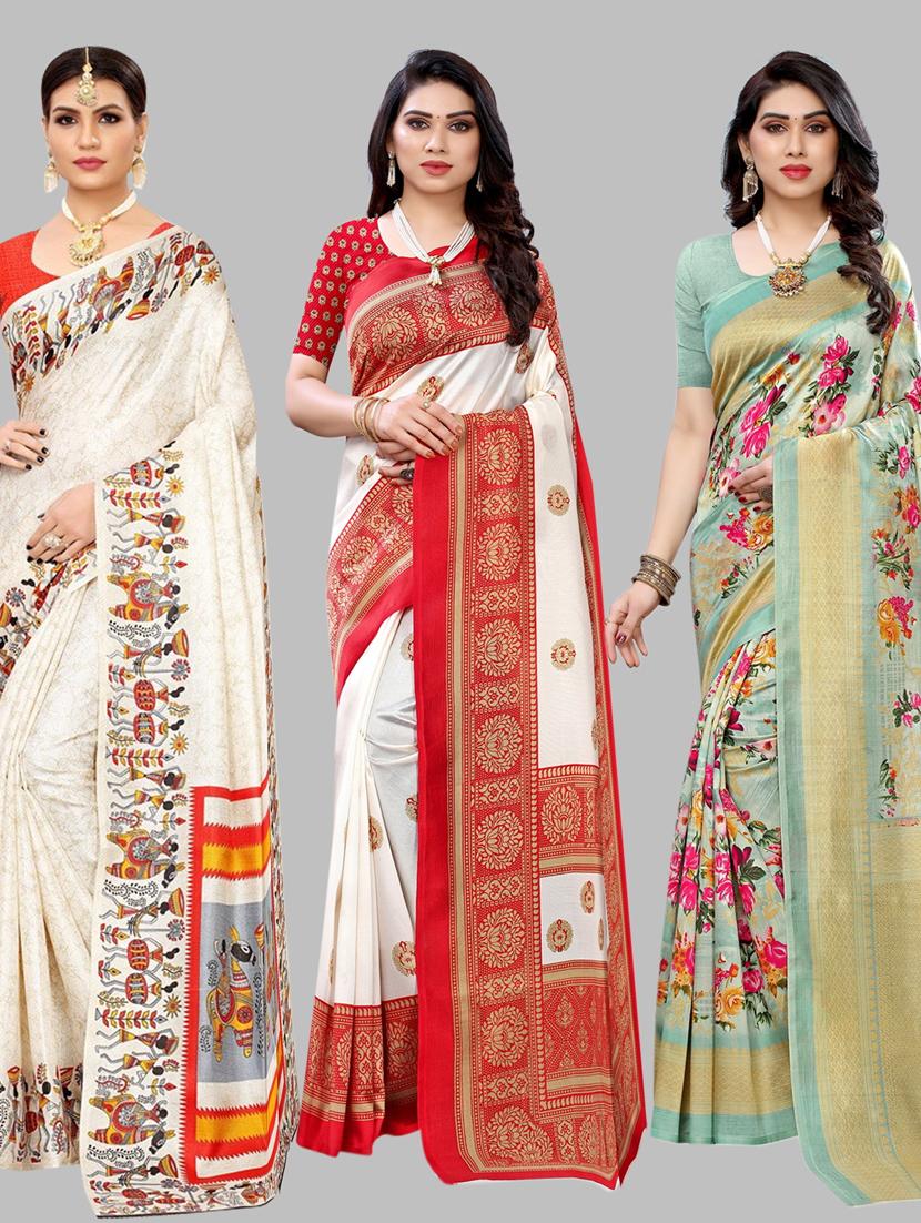pack of 3 combo saree with blouse - 19567636 - Zoom Image - 0