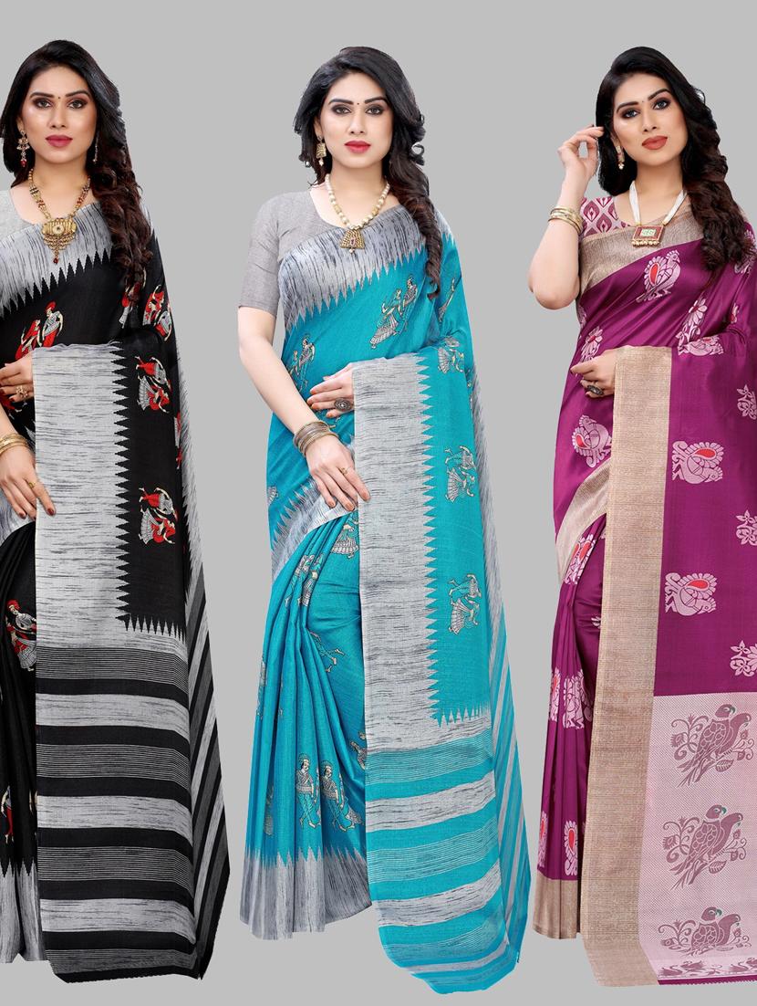 pack of 3 combo saree - 19567639 -  Zoom Image - 0