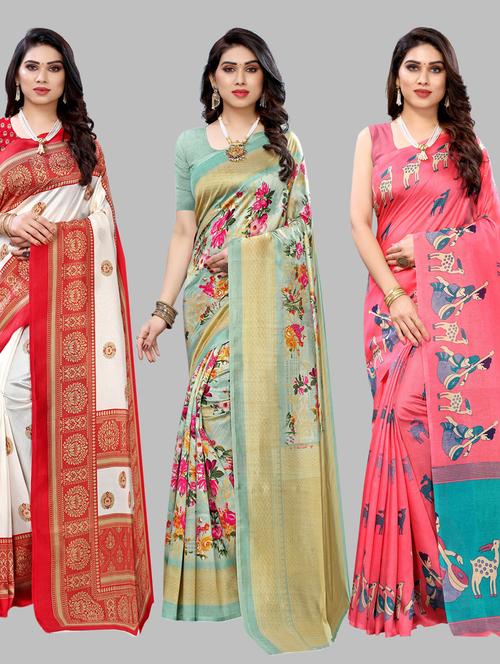 pack of 3 combo saree - 19567642 -  Standard Image - 0