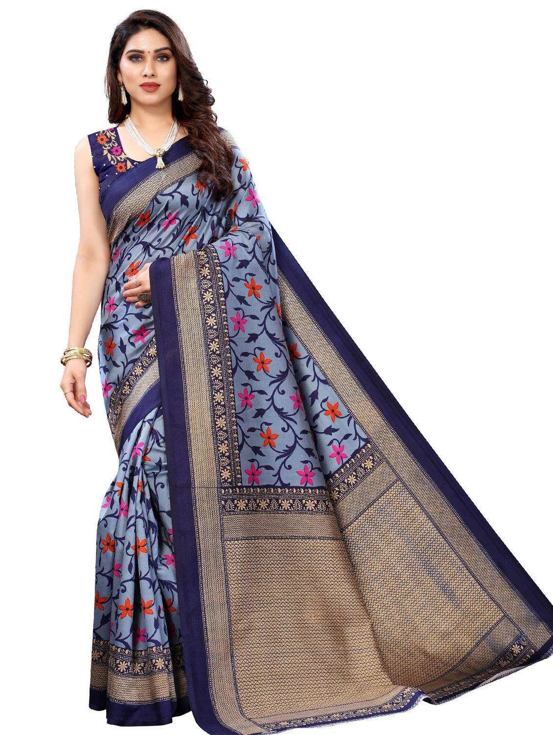 pack of 3 printed sarees with blouse - 19567648 - Standard Image - 3