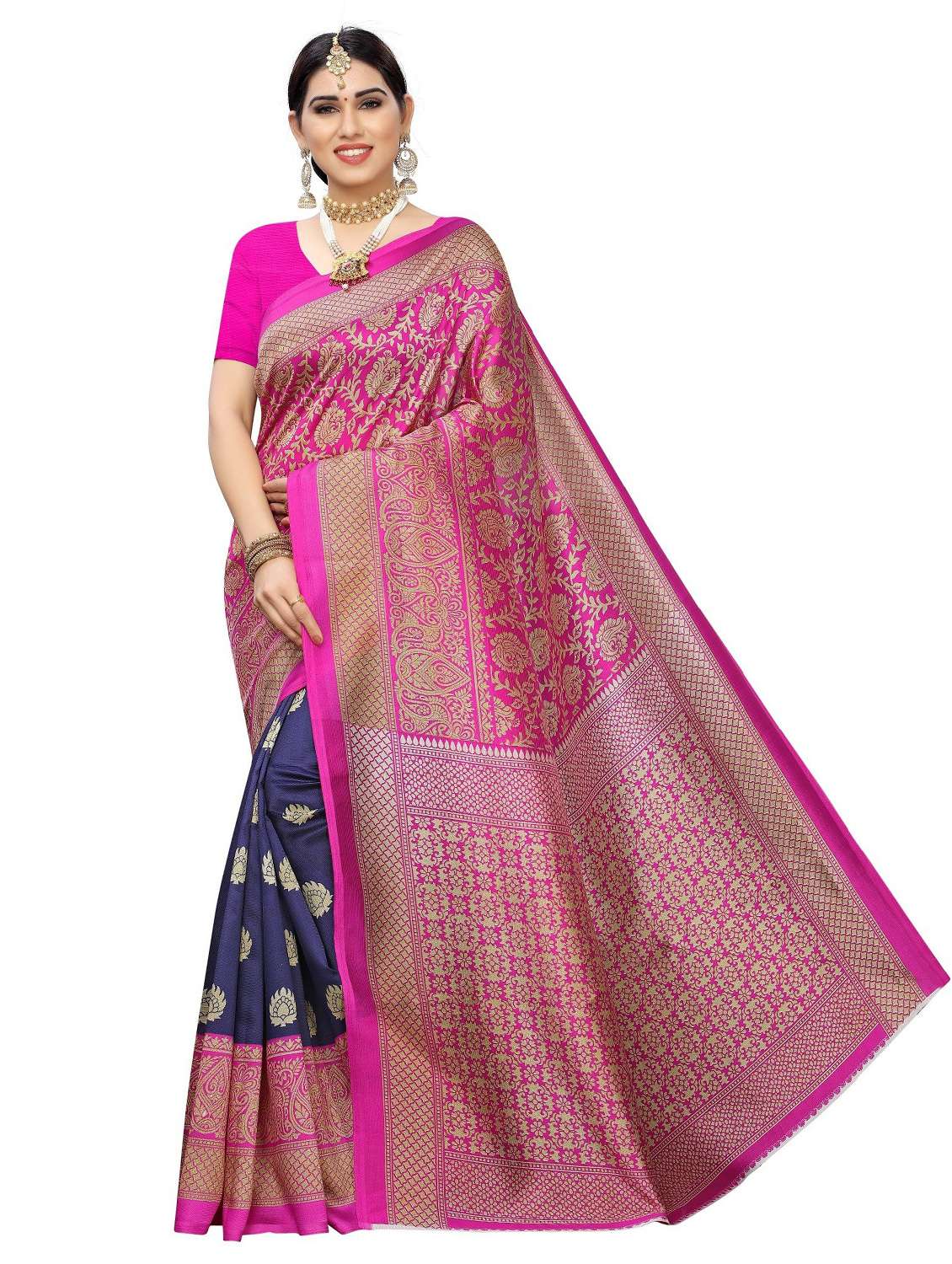 pack of 3 printed sarees with blouse - 19567651 -  Standard Image - 3