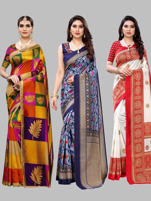 pack of 3 printed sarees - 19567664 - Standard Image - 0