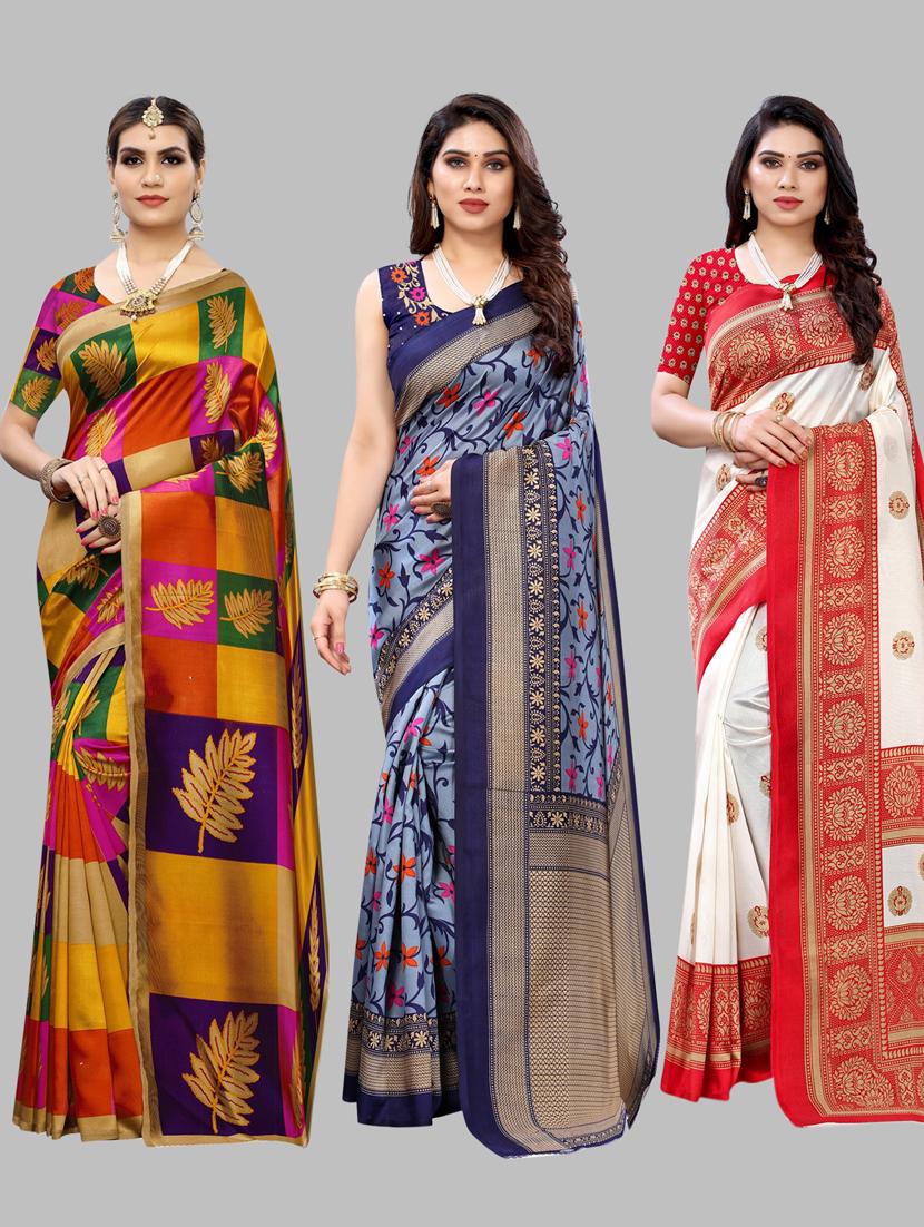 pack of 3 printed sarees - 19567664 - Zoom Image - 0