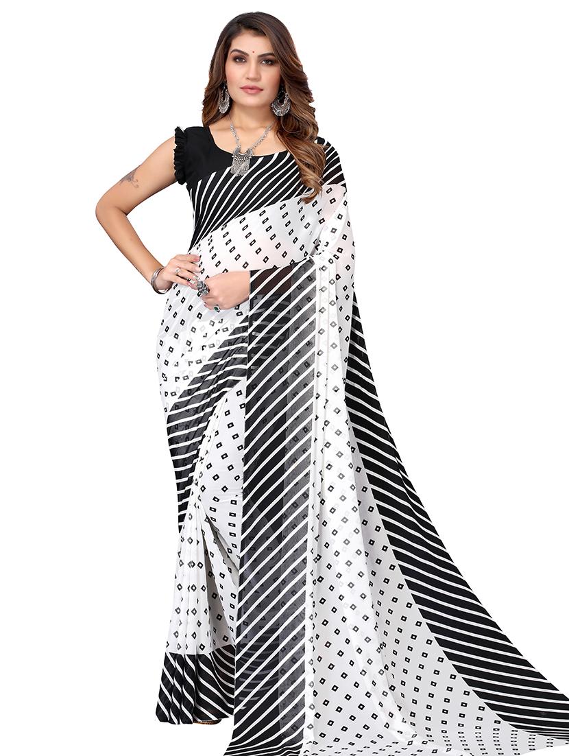 self design printed saree with blouse - 19567696 - Zoom Image - 0