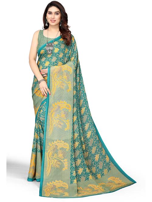 florals printed saree with blouse - 19567786 -  Standard Image - 0