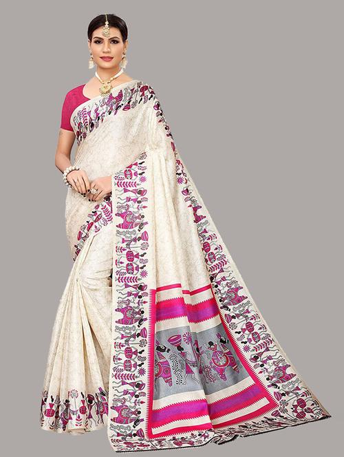 art silk warli printed saree with blouse - 19567825 - Standard Image - 0