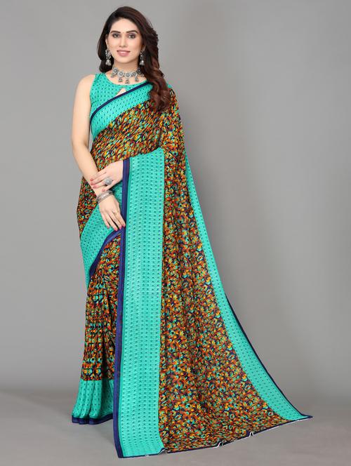 florals printed saree with blouse - 19567852 - Standard Image - 0