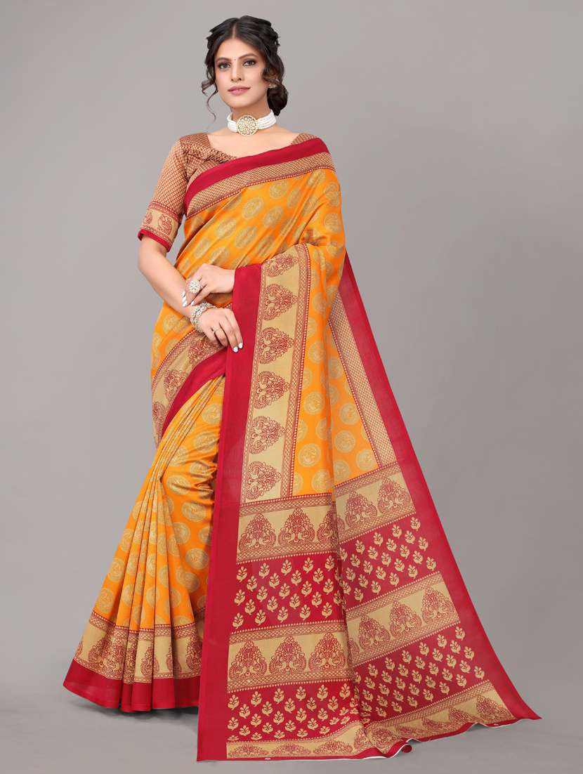 self deigned printed saree with blouse
