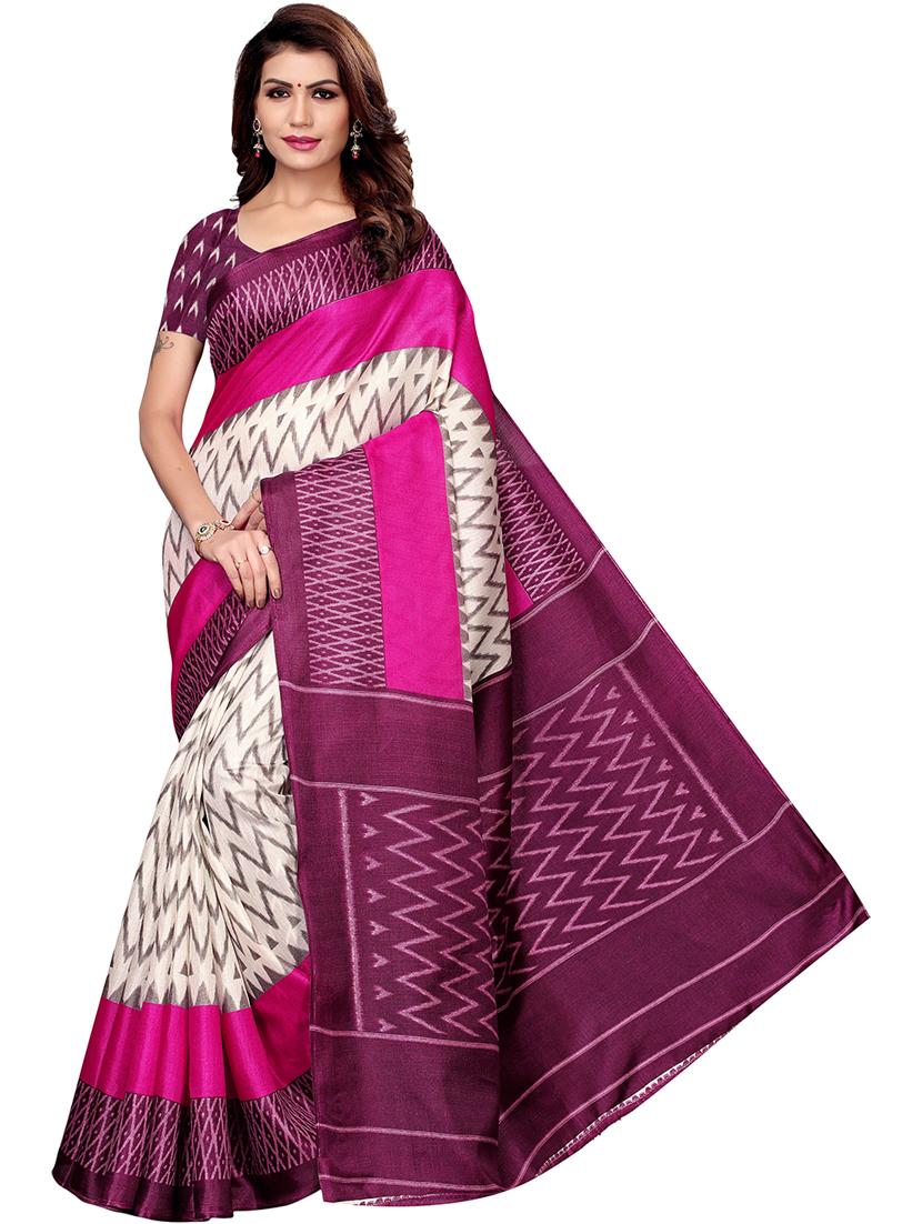 art silk chevron print saree - 19568091 -  Zoom Image - 0