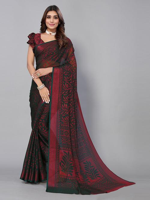 chiffon printed saree with blouse - 19568325 - Standard Image - 0
